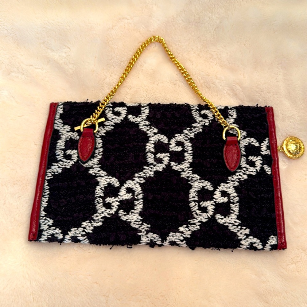 Gucci Rajah Black, Red & Gold Monogram Clutch - Picture 2 of 5